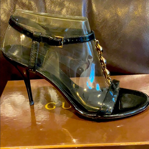 EUC GUCCI Sand Pelle Vernice Soft Metal Sandal - Picture 4 of 7